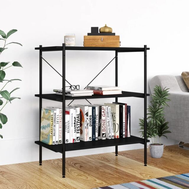 Berkfield Home 3-Tier Shelving Unit Black 80x40x92 cm - Size: 80 x 40 x 92 cm