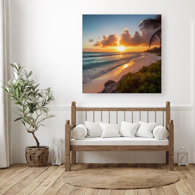 "Warren Reed - Designer Sunrise On The Beach Canvas - Size: W30"" x H30""" - image 1