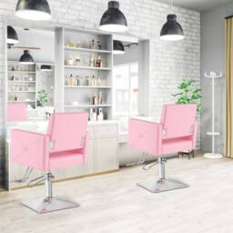 Costway Barber Chair Hair Salon Height Adjustable Swivel Hairdressing Chair in Pink - thumbnail 6