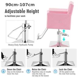 Costway Barber Chair Hair Salon Height Adjustable Swivel Hairdressing Chair in Pink - thumbnail 8