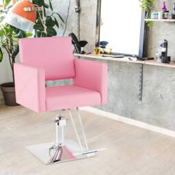 Costway Barber Chair Hair Salon Height Adjustable Swivel Hairdressing Chair in Pink - thumbnail 3