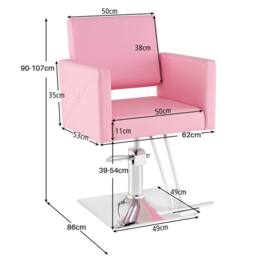 Costway Barber Chair Hair Salon Height Adjustable Swivel Hairdressing Chair in Pink - thumbnail 2