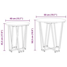 Berkfield Home Side Table Set - 2 Pieces, Rustic Wood Look, Metal Base in Brown - thumbnail 8