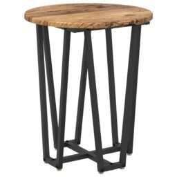 Berkfield Home Side Table Set - 2 Pieces, Rustic Wood Look, Metal Base in Brown - thumbnail 5