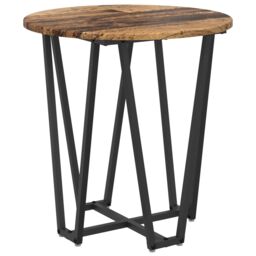 Berkfield Home Side Table Set - 2 Pieces, Rustic Wood Look, Metal Base in Brown - thumbnail 4
