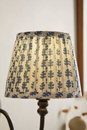 ValueLights Grange Extra Small Floral Pleated Lamp Shade in Mid Blue - thumbnail 1