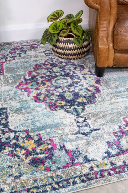 Kukoon Grey Blue Multicolour Traditional Medallion Bordered Living Area Rug - Size: 160 cm x 230 cm - image 1