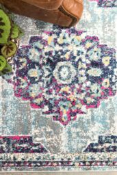 Kukoon Grey Blue Multicolour Traditional Medallion Bordered Living Area Rug - Size: 160 cm x 230 cm - thumbnail 2