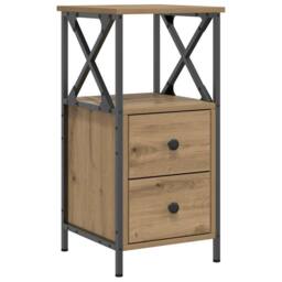 Berkfield Home Modern Bedside Cabinet Artisan Oak 34x35.5x70 cm Engineered Wood in Brown - thumbnail 3