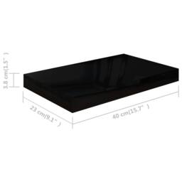 Berkfield Home Floating Wall Shelf High Gloss Black 40x23x3.8 cm MDF - thumbnail 7