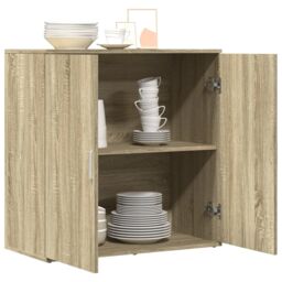 Berkfield Home Sideboard Sonoma Oak 79x38x80 cm Engineered Wood in Brown - Size: 79 x 38 x 80 cm - thumbnail 4