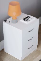 Home Discount Vida Designs Riano 3 Drawer Bedside Cabinet Chest of Drawers in White - thumbnail 4