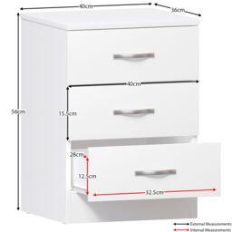 Home Discount Vida Designs Riano 3 Drawer Bedside Cabinet Chest of Drawers in White - thumbnail 2