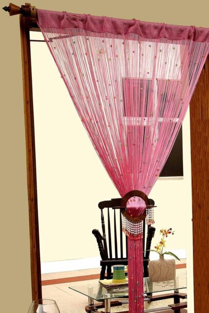 Homescapes Polyester High Density String Curtain in Pink - image 1