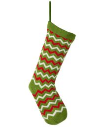 Dibor Set of 4 Traditional Festive Zig Zag Knitted Xmas Decor Christmas Stocking - Size: 4 Pack - thumbnail 2