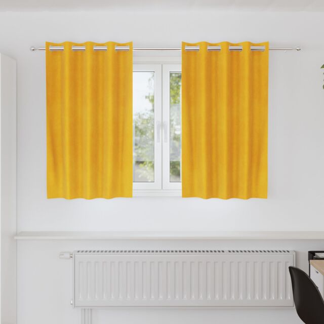 Berkfield Home Blackout Curtains with Eyelets 2 pcs Mustard Yellow Velvet - image 1