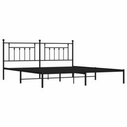 Berkfield Home Metal Bed Frame with Headboard Black 193x203 cm - thumbnail 3