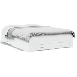 Berkfield Home Bed Frame with Drawers without Mattress White 135x190 cm Double - thumbnail 2