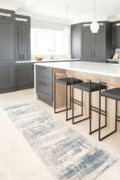 Kukoon Runner Rug Silver Grey Blue Distressed Abstract Long Hallway Rugs - Size: 70 cm x 240 cm - thumbnail 2