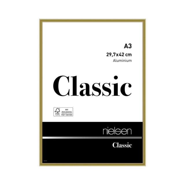 nielsen Classic Aluminium Picture Frame A3 - Float Glass, Push/Turn Clips in Gold - image 1