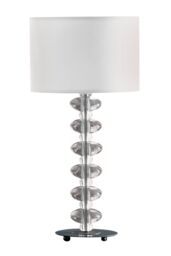 Orsina White Fabric Shade Lamp, Ceramic Base with Raised Bobble Design & Glossy White Finish, 40W E14 Bulb