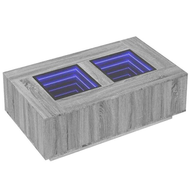 Berkfield Home Durable Coffee Table with Infinity LED Grey Sonoma 116x69x40 cm - Size: 116 x 69 x 40 cm - image 1