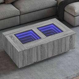Berkfield Home Durable Coffee Table with Infinity LED Grey Sonoma 116x69x40 cm - Size: 116 x 69 x 40 cm - thumbnail 2