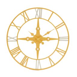 Orsina Gold & Silver Wall Clock, Round Analogue Clock With Roman Numerals & Spade Hands, Silent Wall Clock