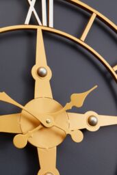 Orsina Gold & Silver Wall Clock, Round Analogue Clock With Roman Numerals & Spade Hands, Silent Wall Clock - thumbnail 4