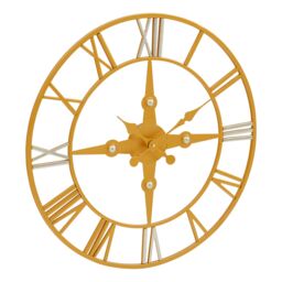 Orsina Gold & Silver Wall Clock, Round Analogue Clock With Roman Numerals & Spade Hands, Silent Wall Clock - thumbnail 2