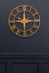 Orsina Gold & Silver Wall Clock, Round Analogue Clock With Roman Numerals & Spade Hands, Silent Wall Clock - thumbnail 5