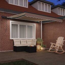 Berkfield Home Manual Retractable Awning with LED Beige 350x250 cm