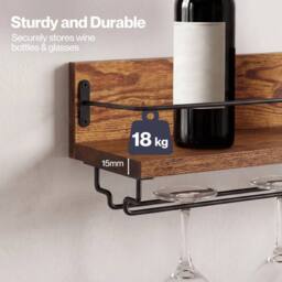 SPETLEK Wall Wine Rack With Glass in Brown - thumbnail 5