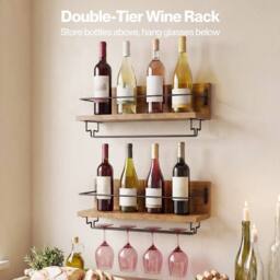 SPETLEK Wall Wine Rack With Glass in Brown - thumbnail 3