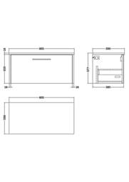 Balterley Winshill Contemporary 1 Drawer Wall Hung Vanity Unit, Light Oak, 800mm in Brown - thumbnail 2