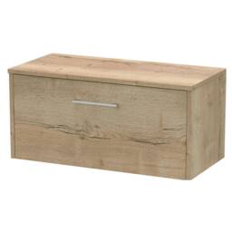 Balterley Winshill Contemporary 1 Drawer Wall Hung Vanity Unit, Light Oak, 800mm in Brown