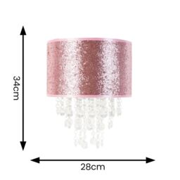 ValueLights Bonita Pair of 28cm Pink Glitter Droplets Easy Fit Ceiling Lamp Shades in Baby Pink - thumbnail 7
