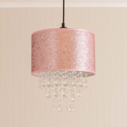 ValueLights Bonita Pair of 28cm Pink Glitter Droplets Easy Fit Ceiling Lamp Shades in Baby Pink - thumbnail 3