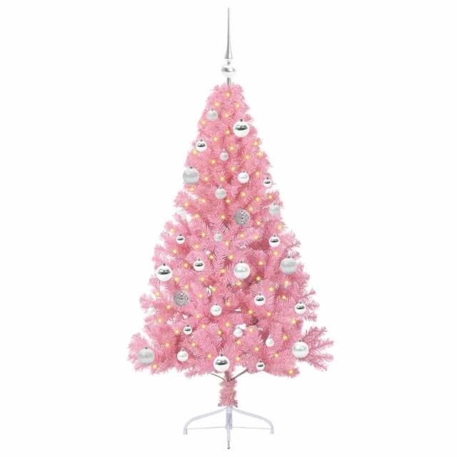 Berkfield Home Beautiful Artificial Pre-lit Christmas Tree with 150 LEDs Pink 15 - image 1