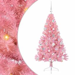 Berkfield Home Beautiful Artificial Pre-lit Christmas Tree with 150 LEDs Pink 15 - thumbnail 3