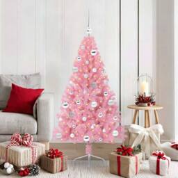 Berkfield Home Beautiful Artificial Pre-lit Christmas Tree with 150 LEDs Pink 15 - thumbnail 2
