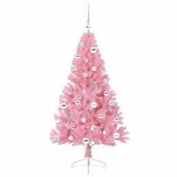 Berkfield Home Beautiful Artificial Pre-lit Christmas Tree with 150 LEDs Pink 15 - thumbnail 4