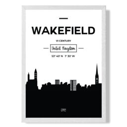 ARTZE Wakefield Black & White City Skyline Framed Print SIZE: A3 with White Frame - Size: A4 - thumbnail 1
