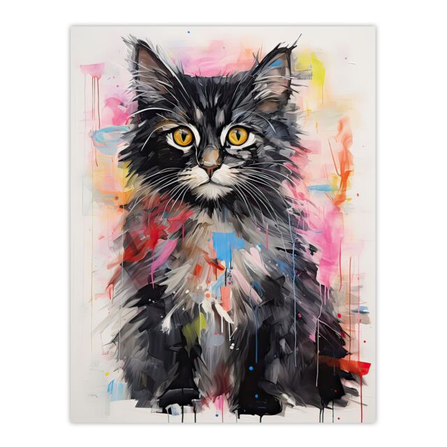 "Artery8 Wall Art Print Cute Kitten Colourful Bright Baby Cat Kids Bedroom Poster Picture - Size: W18"" x H24""" - image 1