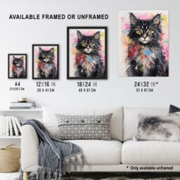 "Artery8 Wall Art Print Cute Kitten Colourful Bright Baby Cat Kids Bedroom Poster Picture - Size: W18"" x H24""" - thumbnail 3