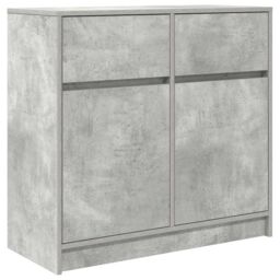 Berkfield Home Sideboard with Drawer Concrete Grey 80x34x76 cm Engineered Wood - Size: 80 x 34 x 76 cm - thumbnail 2