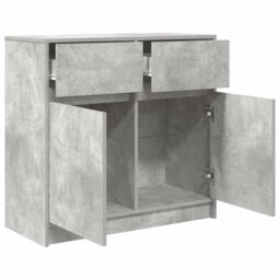 Berkfield Home Sideboard with Drawer Concrete Grey 80x34x76 cm Engineered Wood - Size: 80 x 34 x 76 cm - thumbnail 5