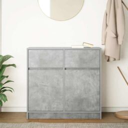 Berkfield Home Sideboard with Drawer Concrete Grey 80x34x76 cm Engineered Wood - Size: 80 x 34 x 76 cm - thumbnail 3