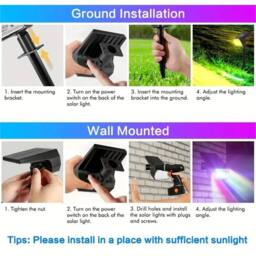 Kelvenix 2X RGB LED Solar Spot Light, Outdoor Garden Stake Pathway Lamp - thumbnail 3