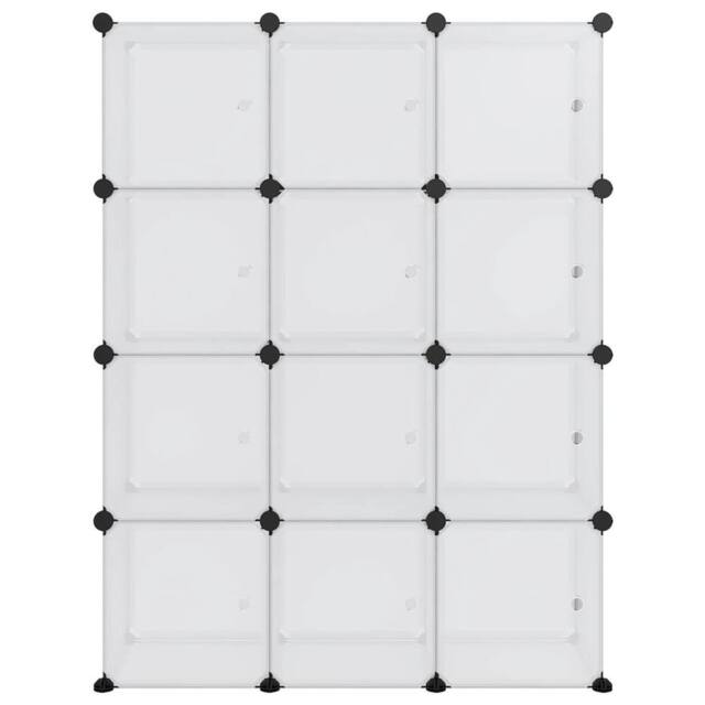 Berkfield Home Storage Cube Organiser with 12 Cubes & Doors Transparent PP in Clear - image 1